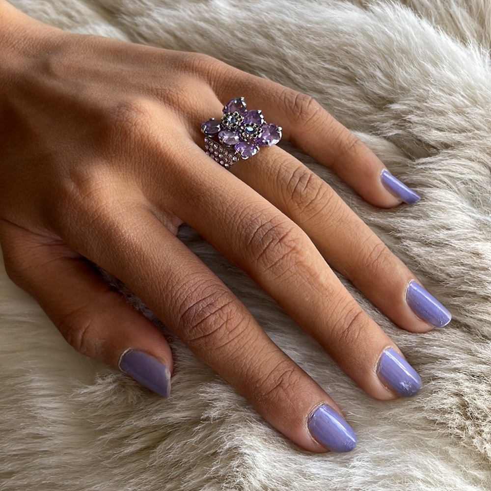 Lavender Gem Butterfly Adjustable Ring - Picture 6 of 8